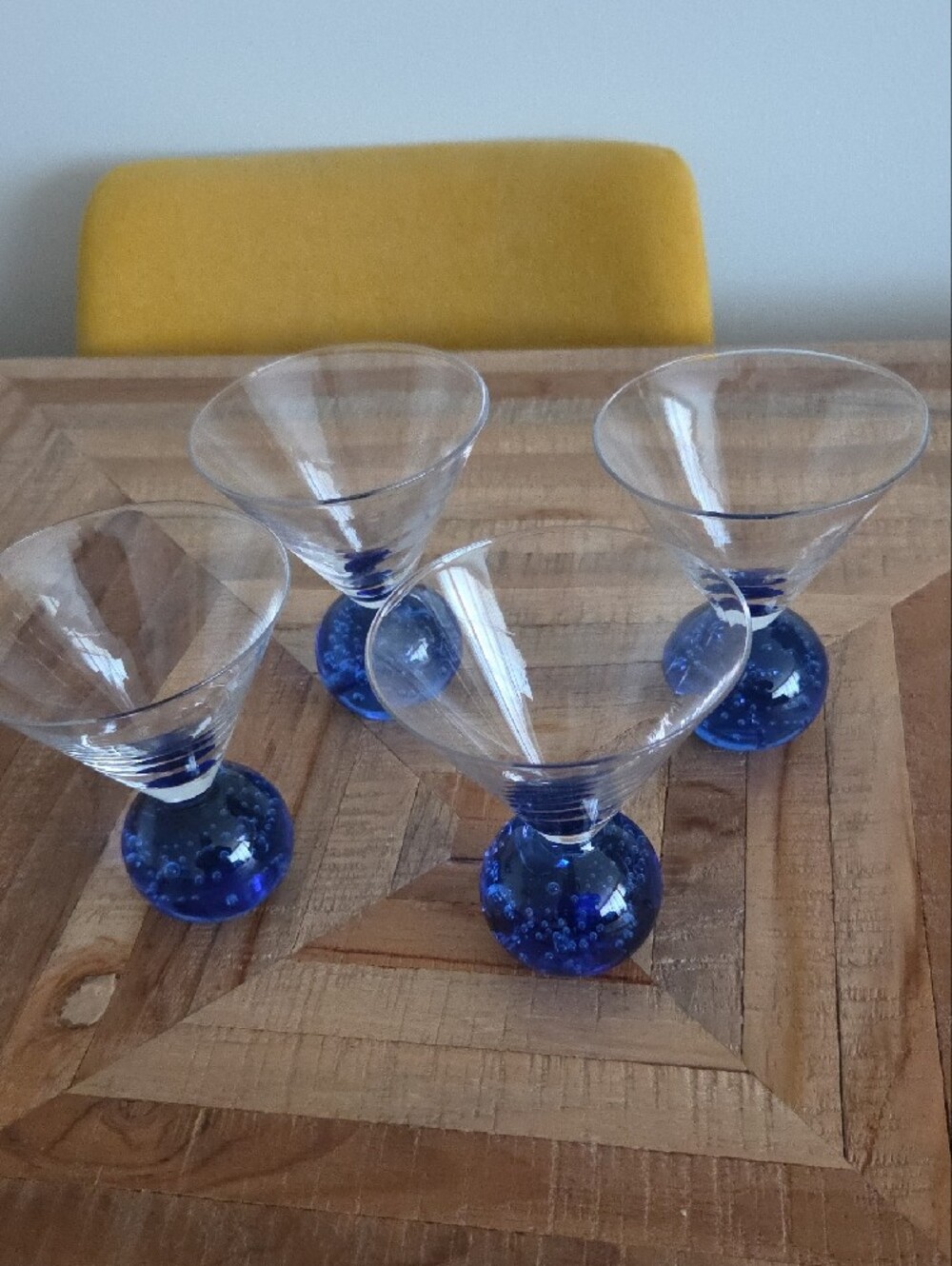 Blue-Base Bubble Ball Controlled Bubbles Martini Glasses - 3 oz. Set of 4 - Picture 8 of 14
